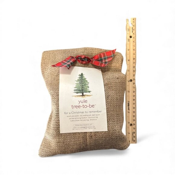 Yule Tree-To-Be Burlap Kit With Seeds Pot & Instructions For Holiday Tree Growin - Picture 4 of 6